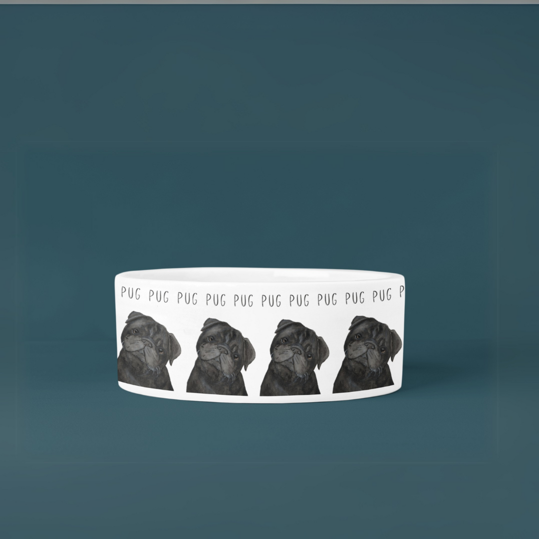 Black Ceramic Dog Bowl for Pugs