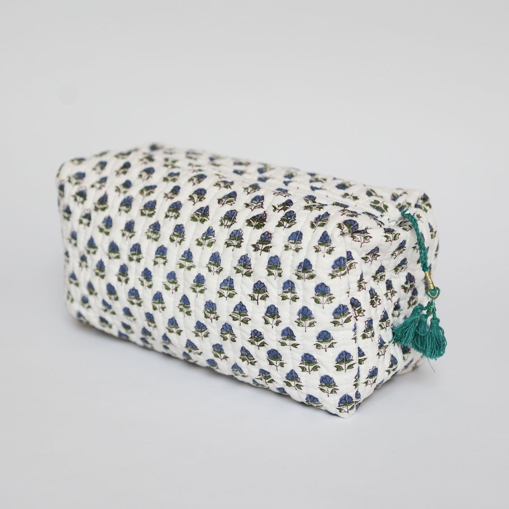 Blue Jaipur Flower Wash Bag
