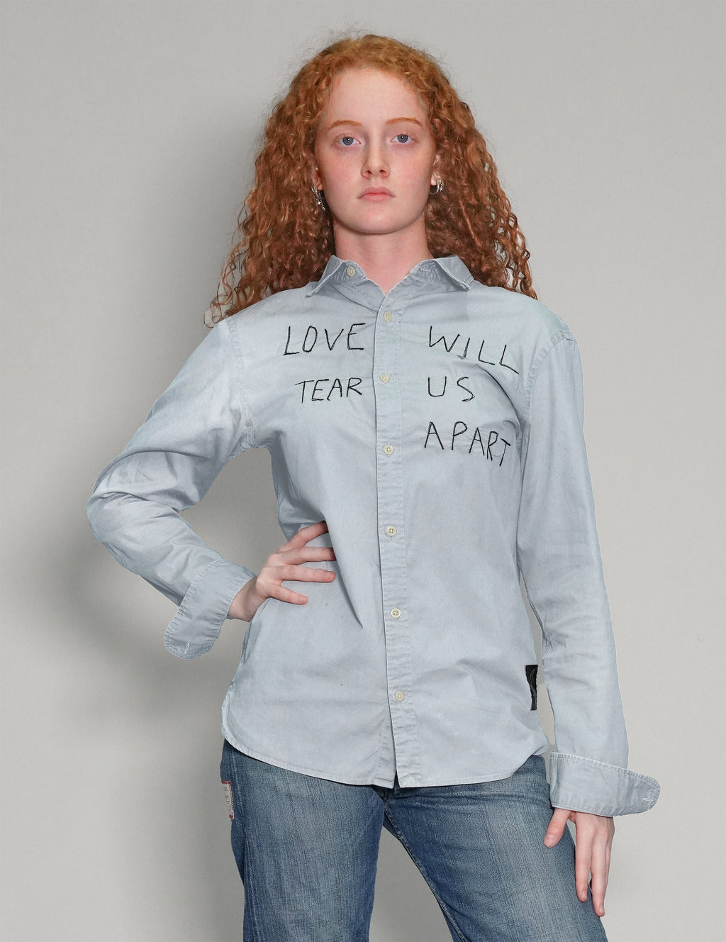 Love Will Tear Us Apart Light Blue Shirt