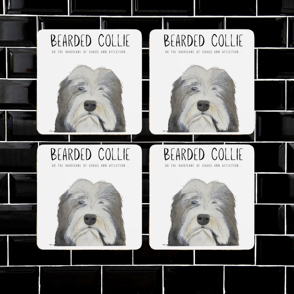 Bearded Collie Coasters Set of 4