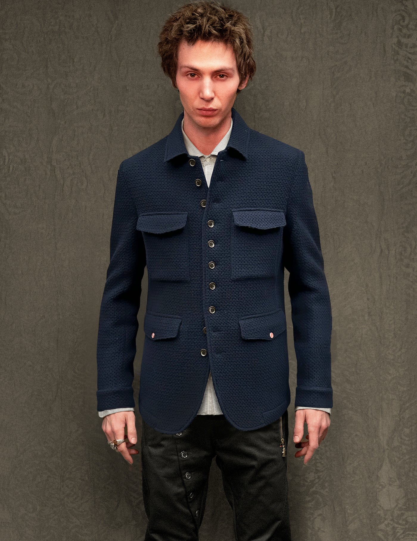 Monaco Navy Waffle Car Coat