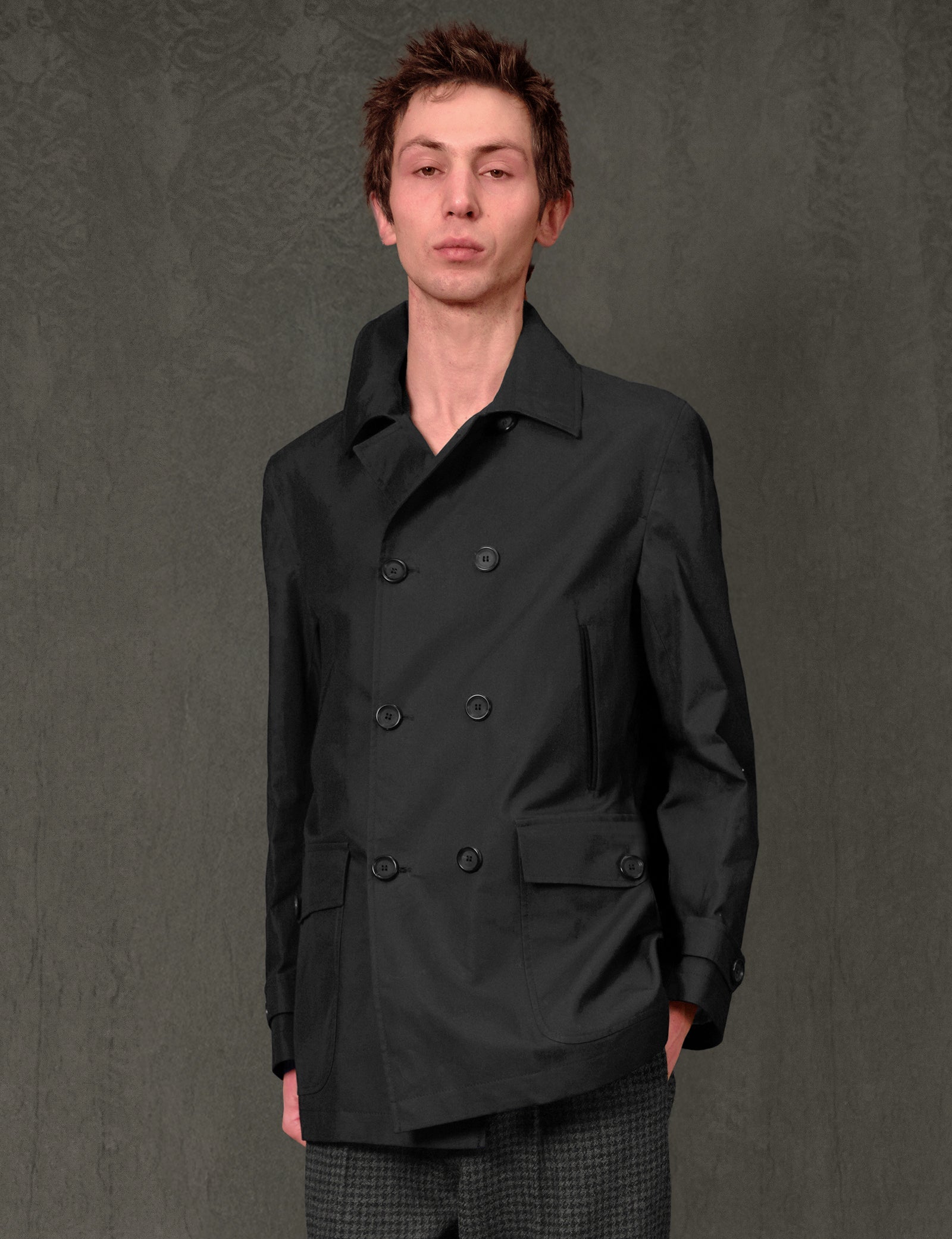 Double Breasted Trench Coat in Black