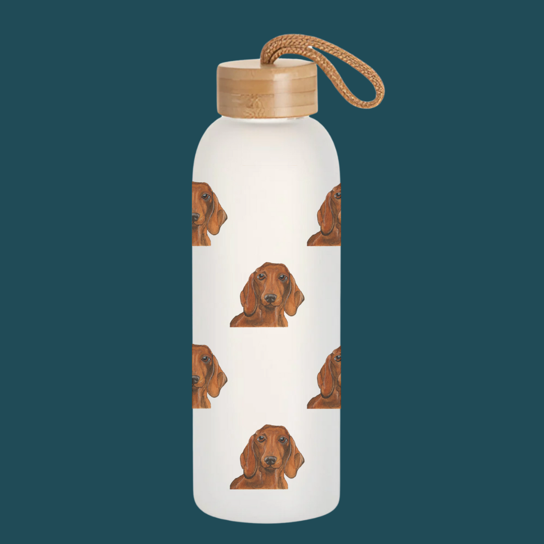 Sip Happens Water Bottle with Dachshund Design