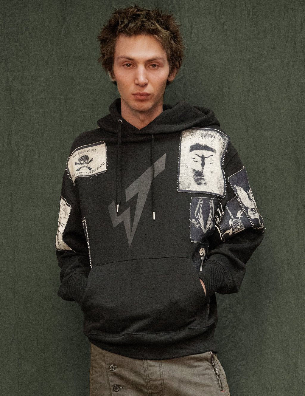 Multipatch Logo Hoodie in Black