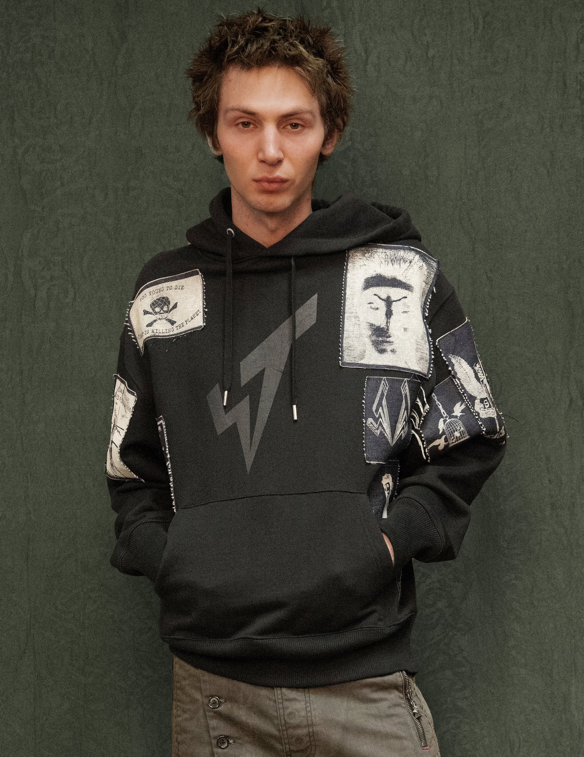 Multipatch Logo Hoodie in Black