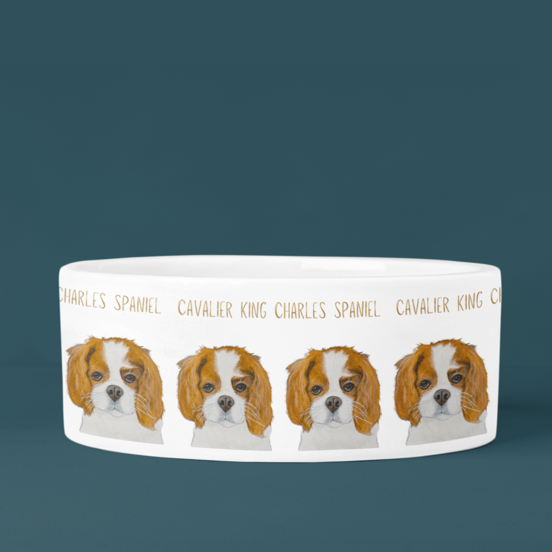 Cavalier King Charles Spaniel Ceramic Dog Bowl