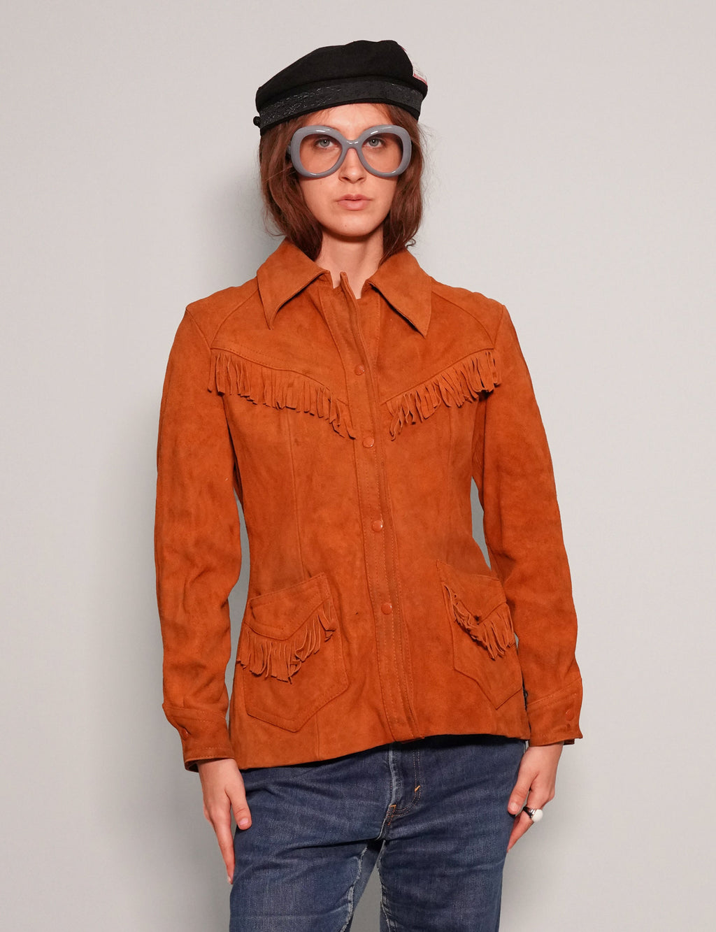 Orange Leather Cowgirl Jacket