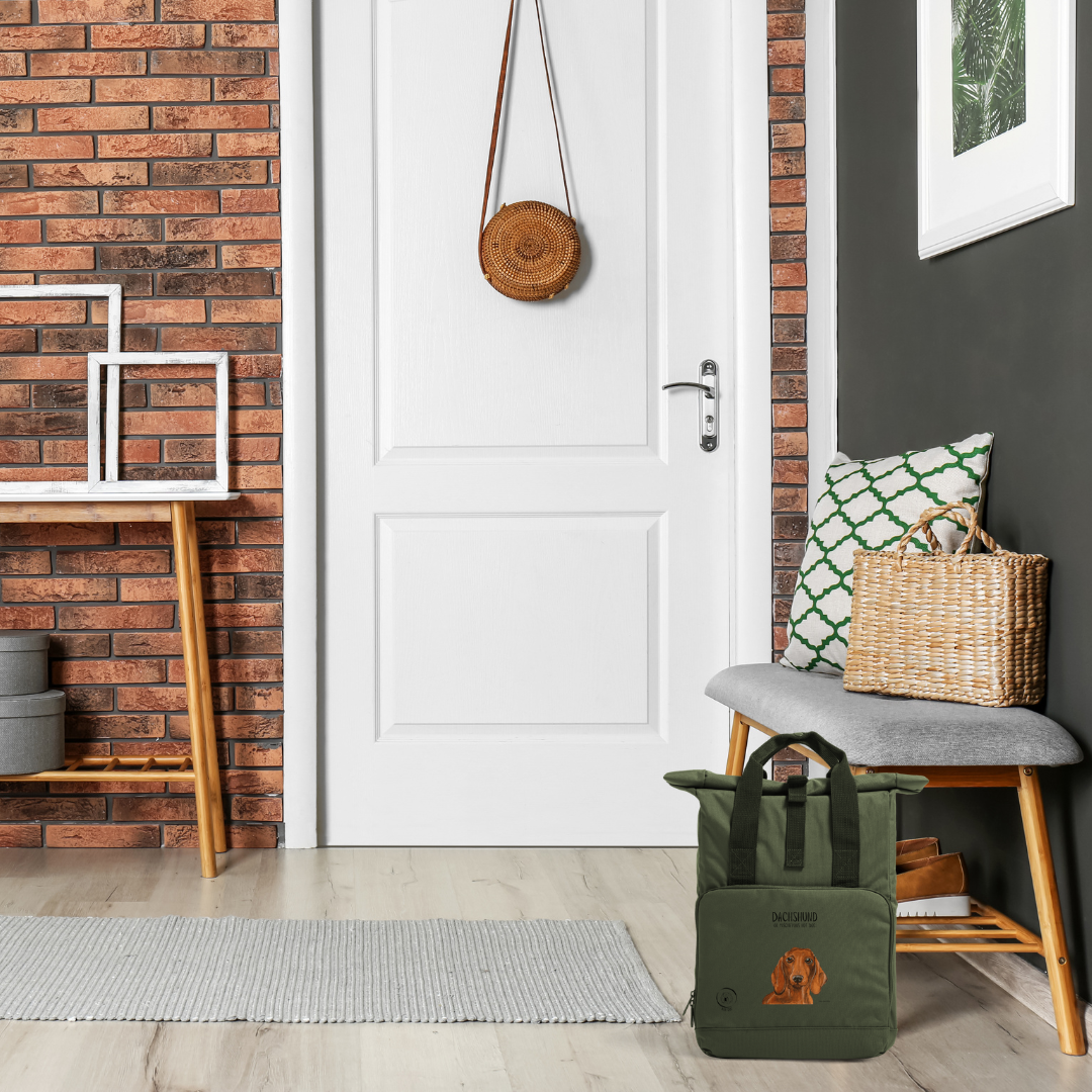 Dachshund Roll Top Backpack Small Dog Big Adventure