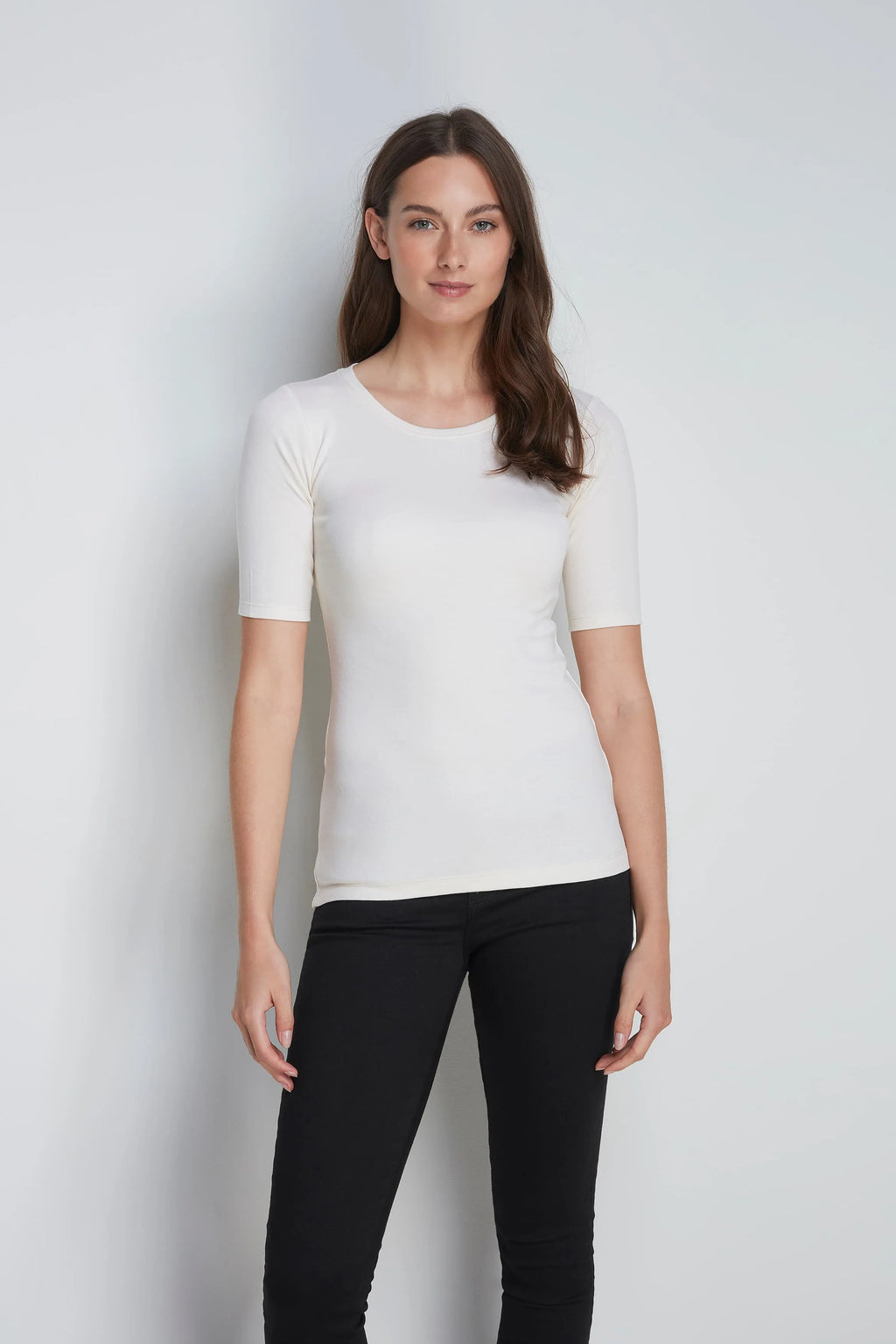Women's Half Sleeve Crew Neck Cotton Modal Blend T-Shirt