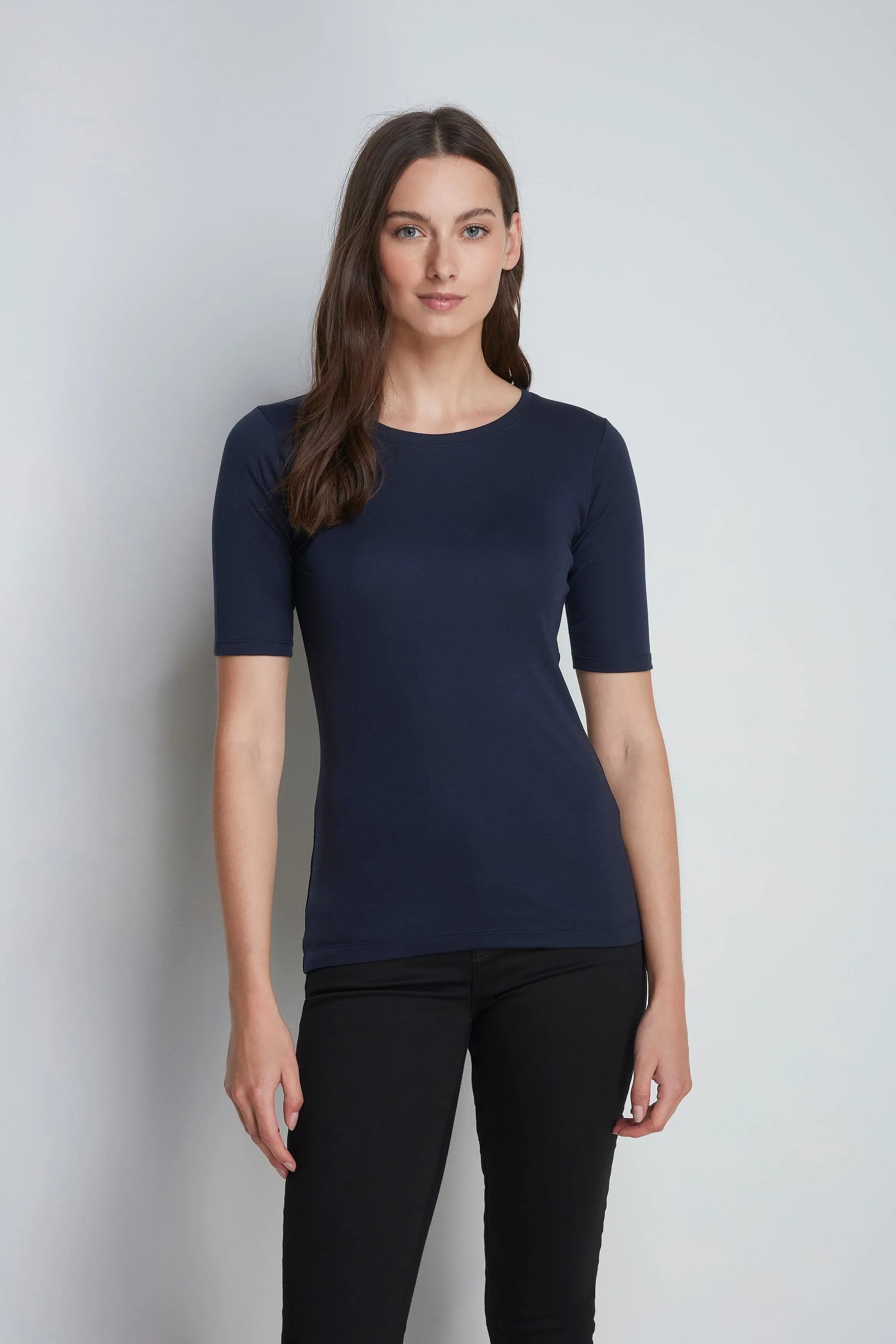 Women's Half Sleeve Crew Neck Cotton Modal Blend T-Shirt