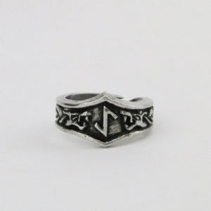 Eihwaz Letter Y Rune Ring - Adjustable