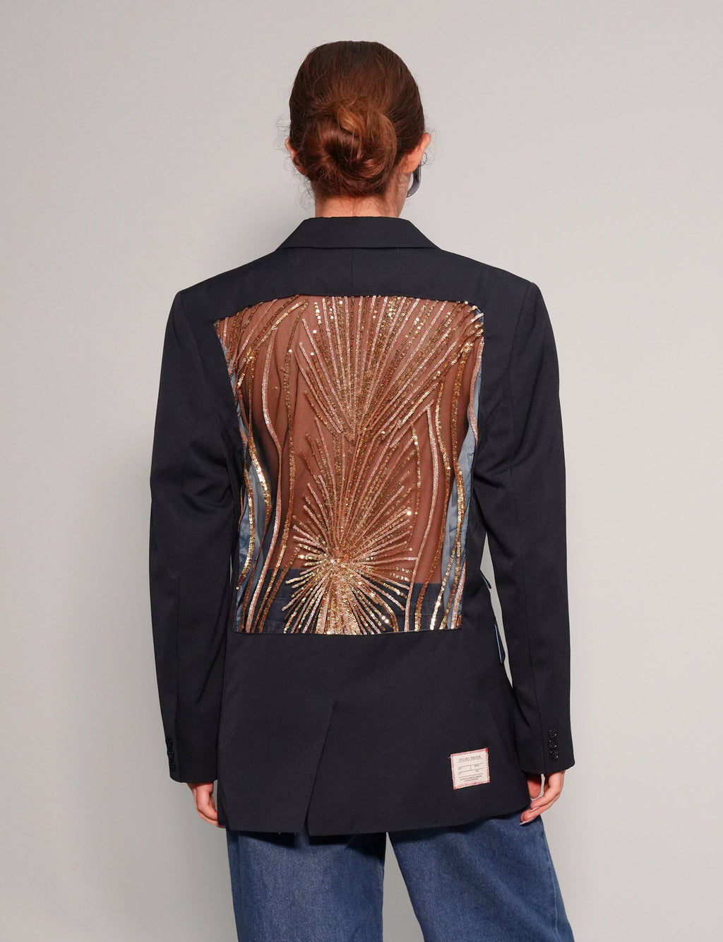 Party Back Blazer in Gold Sequin