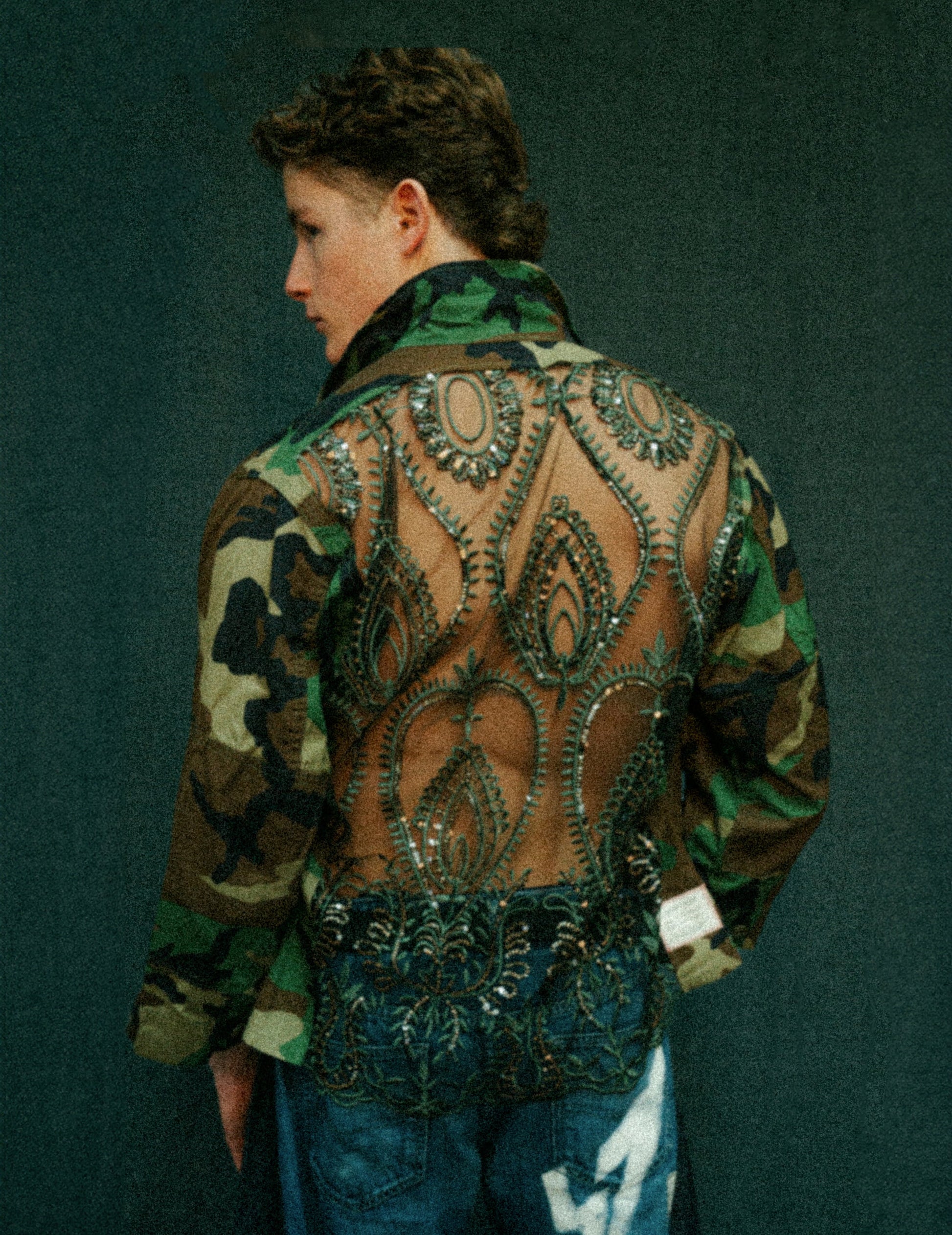 Party Back Shirt Silver Art Deco Camo