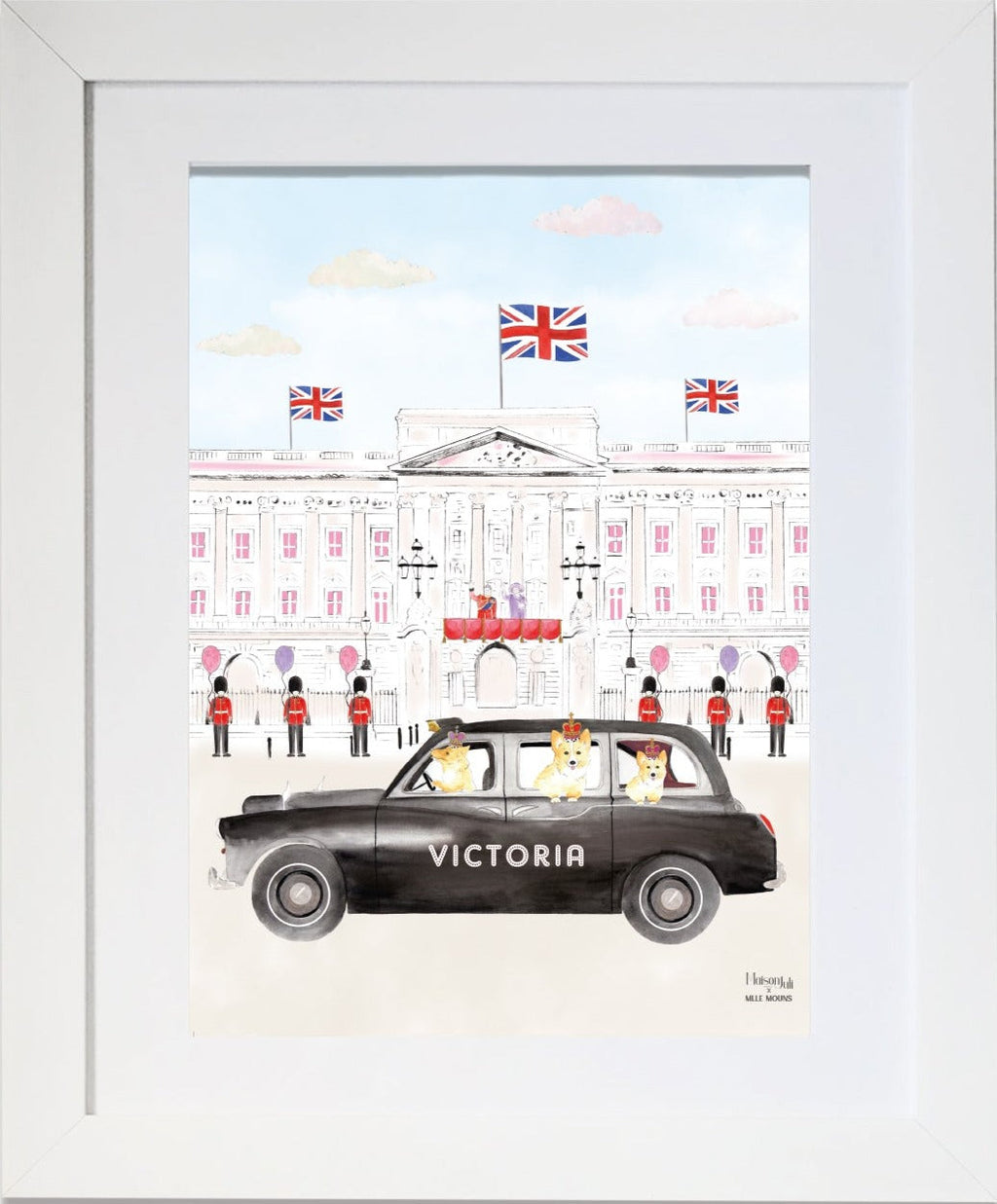 Black Cab of Buckingham Palace Print for Girls