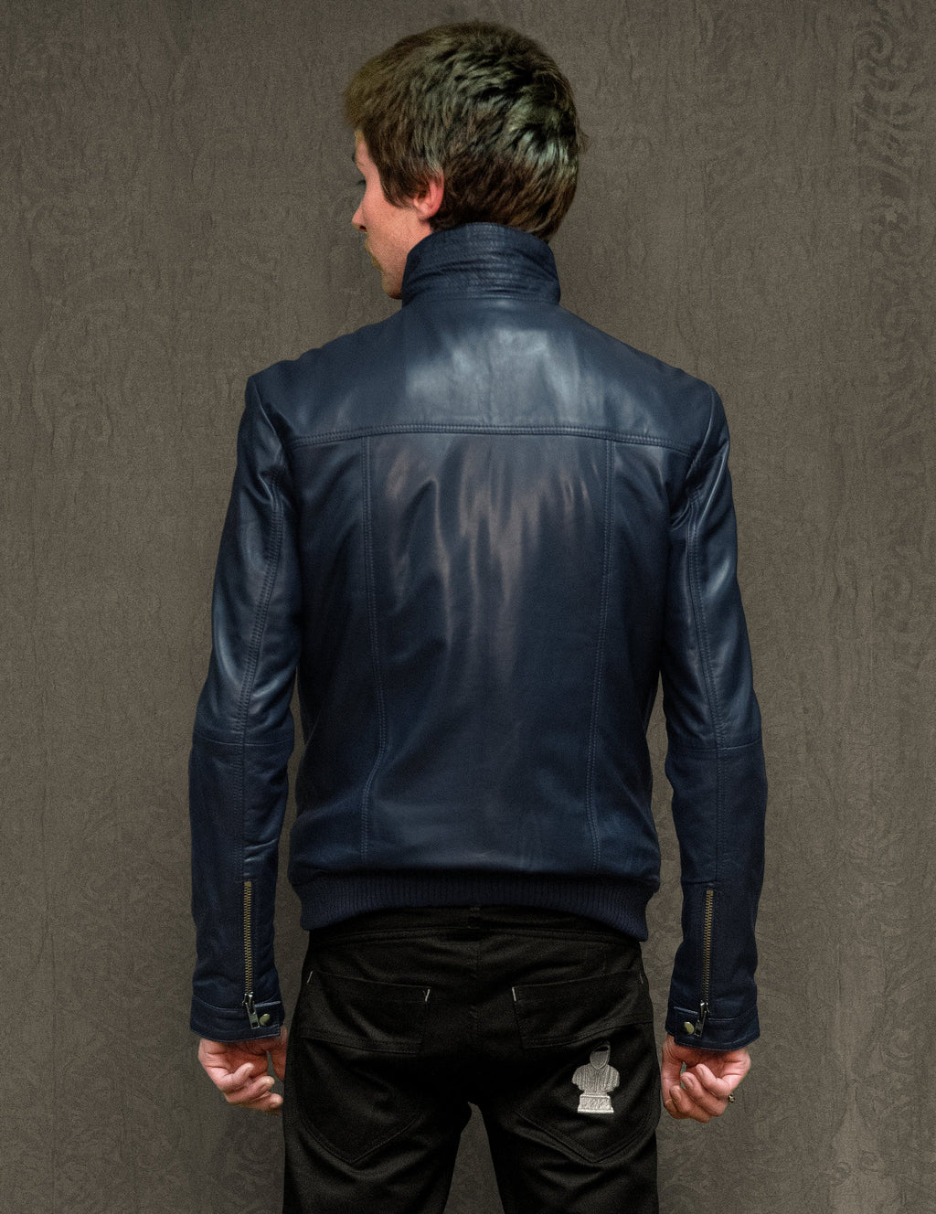 Navy Leather Jacket