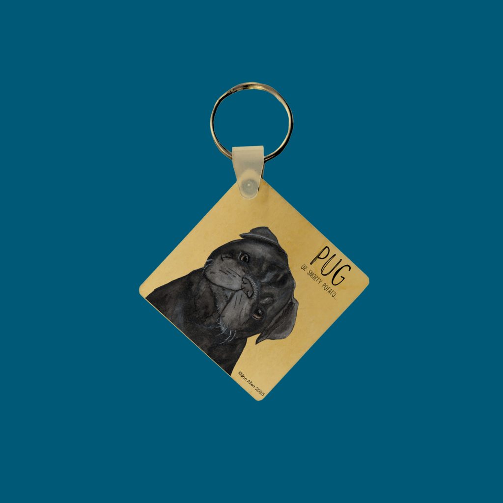 Pug Wooden Keyring Your Pocket Sidekick