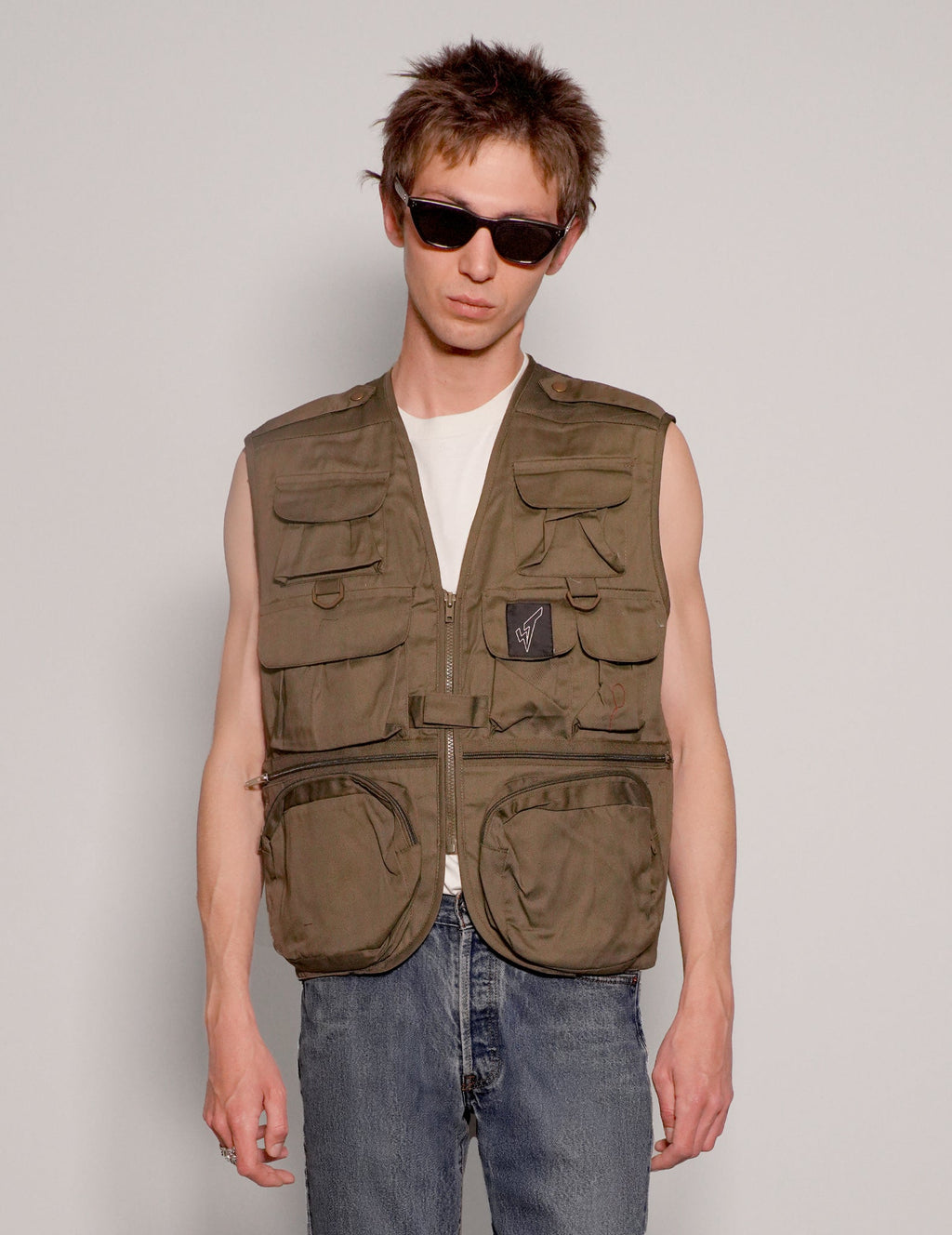Vintage Khaki Tactical Gilet Jacket