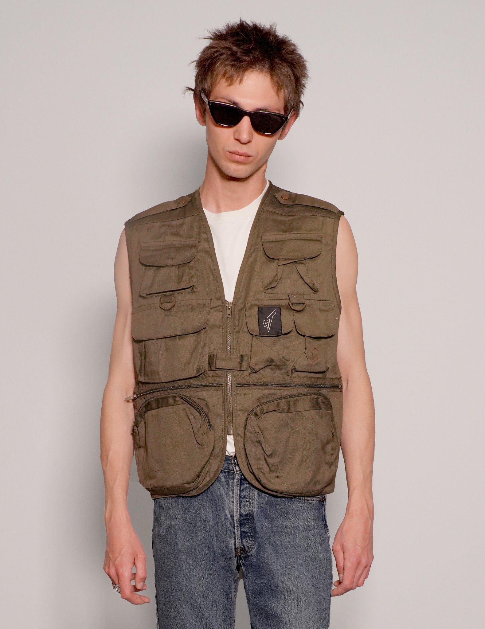 Vintage Khaki Tactical Gilet Jacket