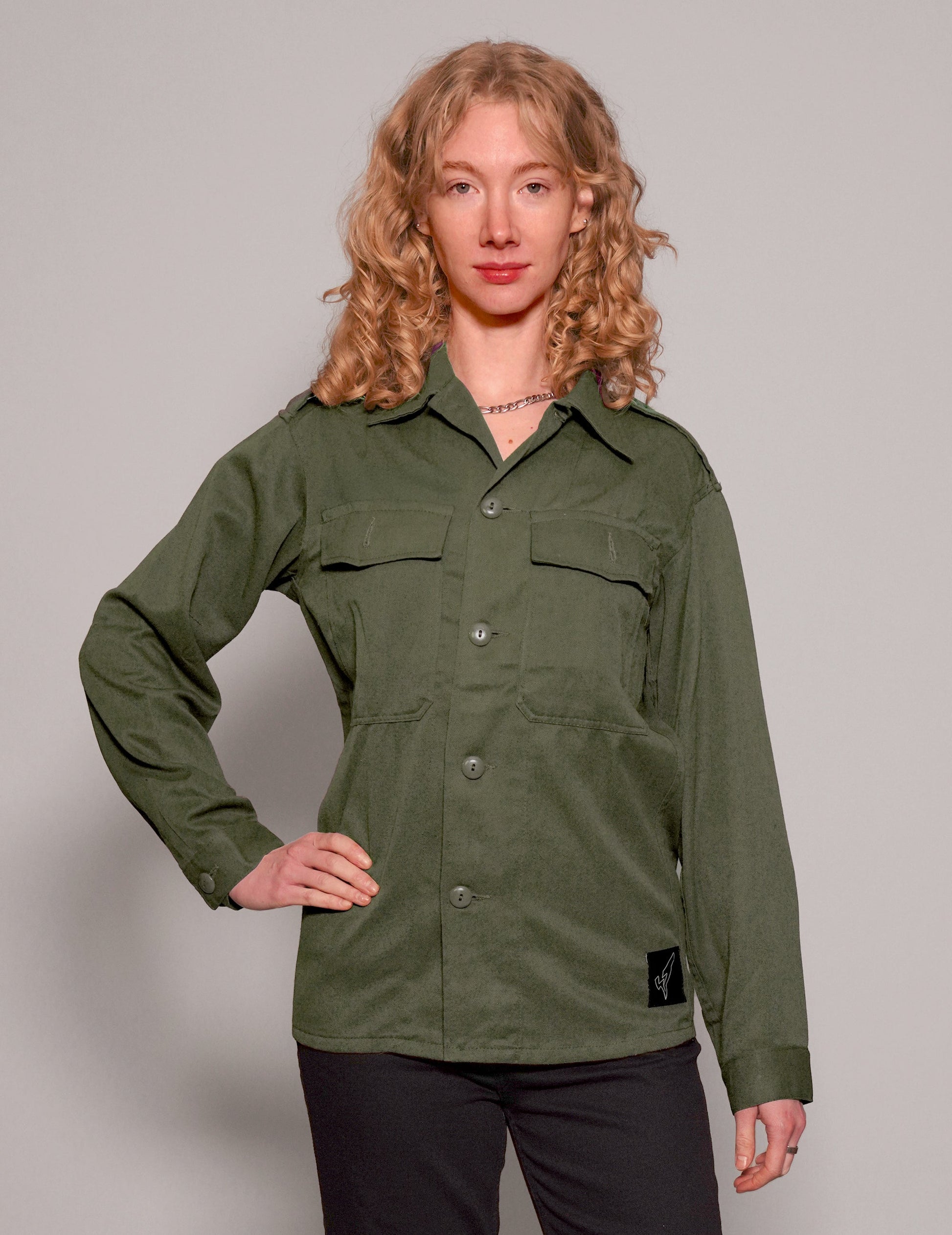 Party Back Shirt Gold Star Sequin Khaki