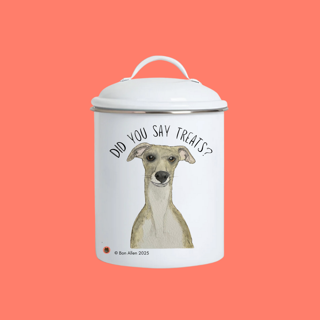 Ceramic Treat Jar with Wooden Lid for Dogs