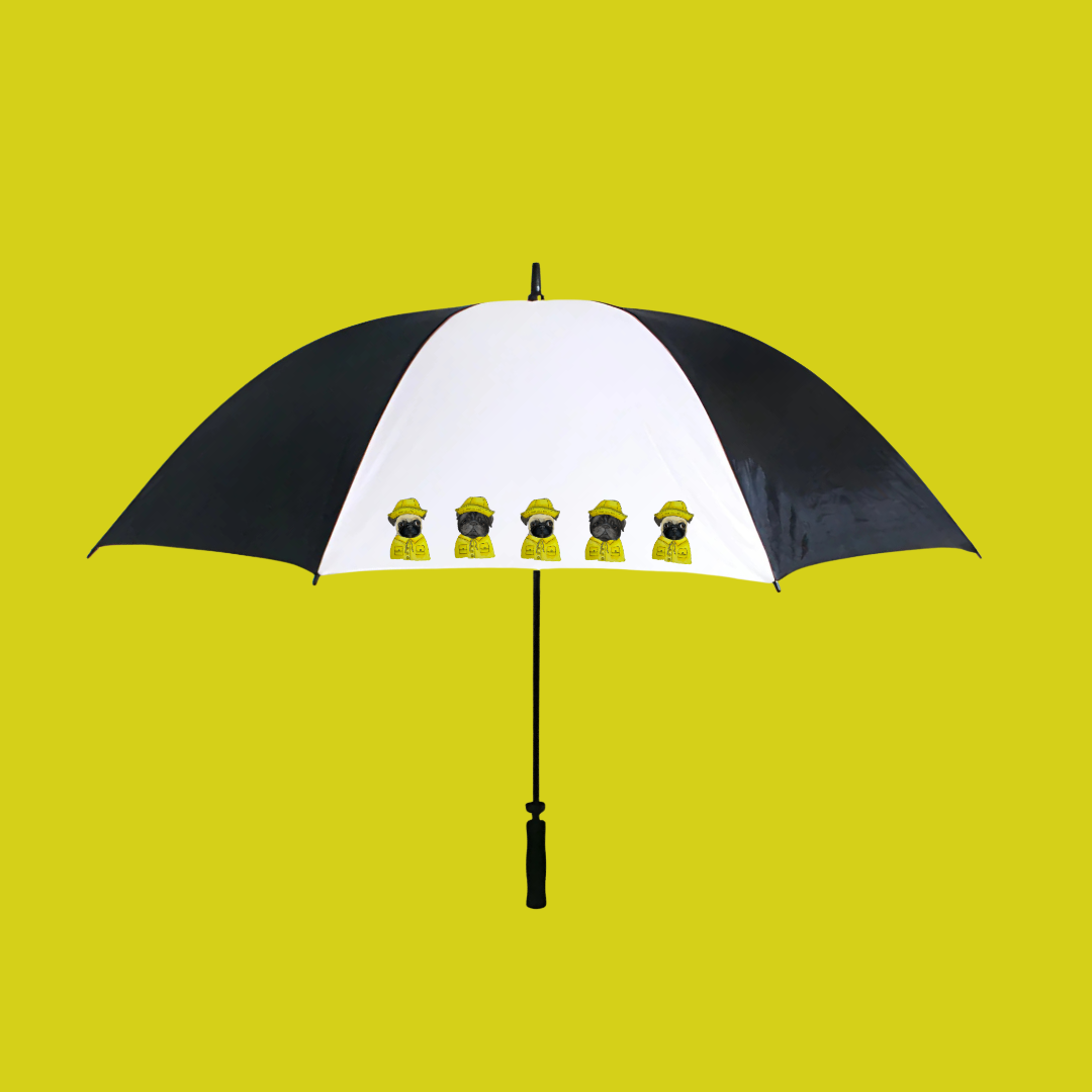 Pug in Raincoat Golf Umbrella