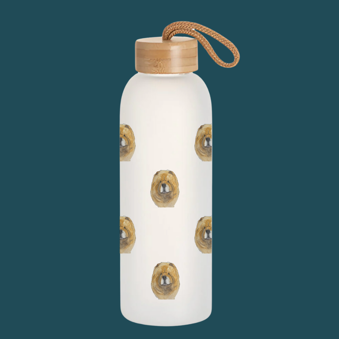 Frosted Glass Water Bottle with Bamboo Lid 750ml