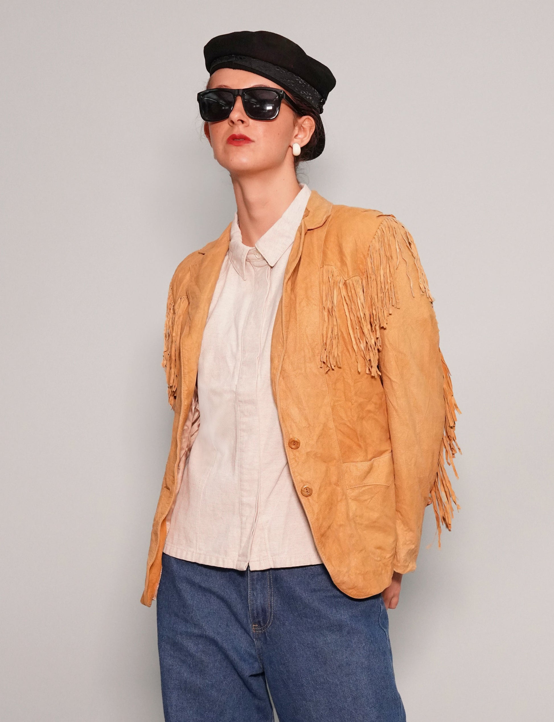 Light Yellow Leather Cowgirl Jacket