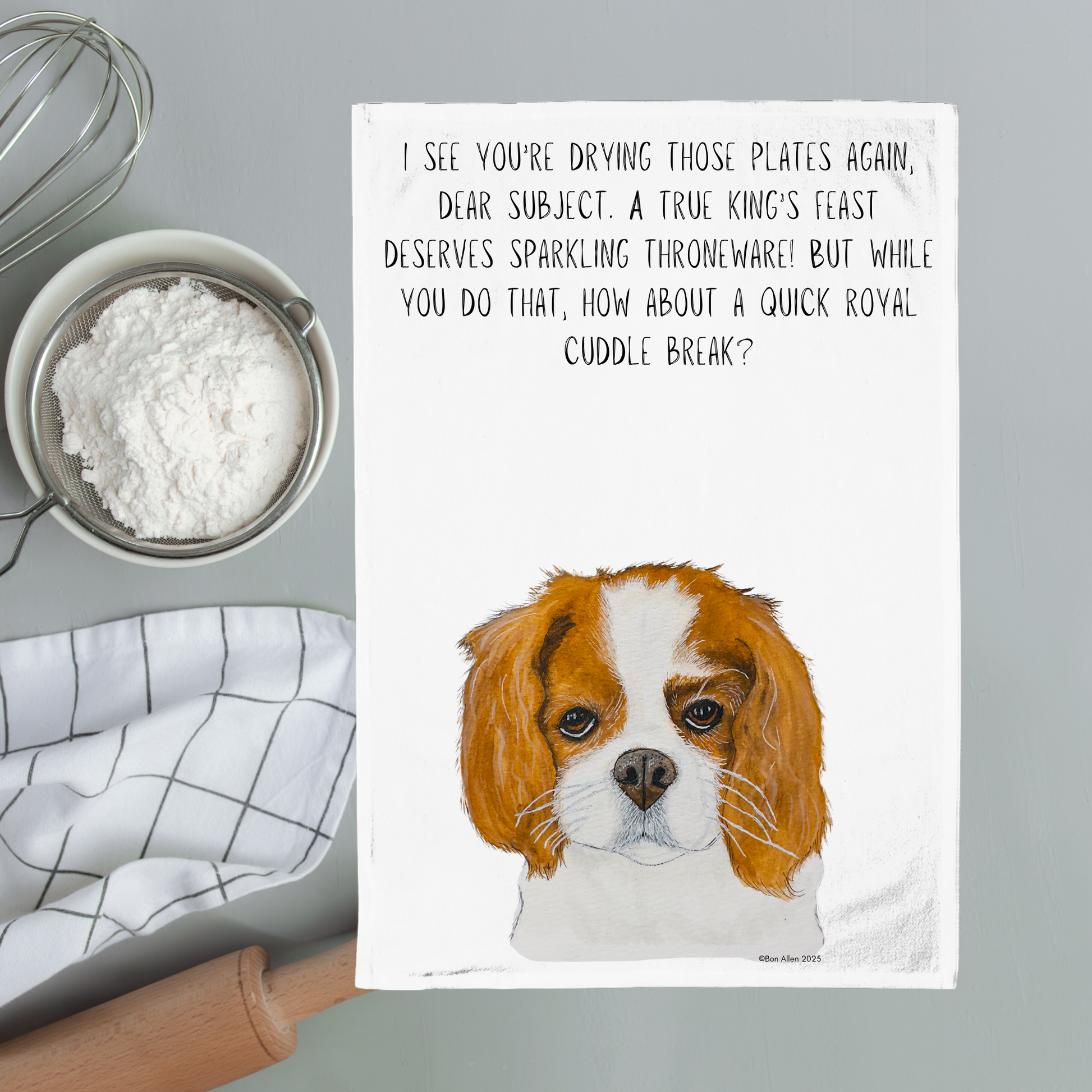 Cavalier King Charles Spaniel Tea Towel Royal Cuddle Break