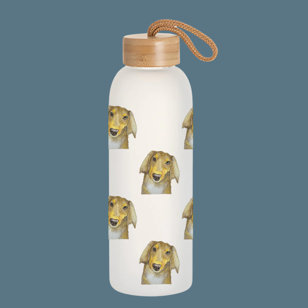 Sip Happens Water Bottle with Dachshund Design
