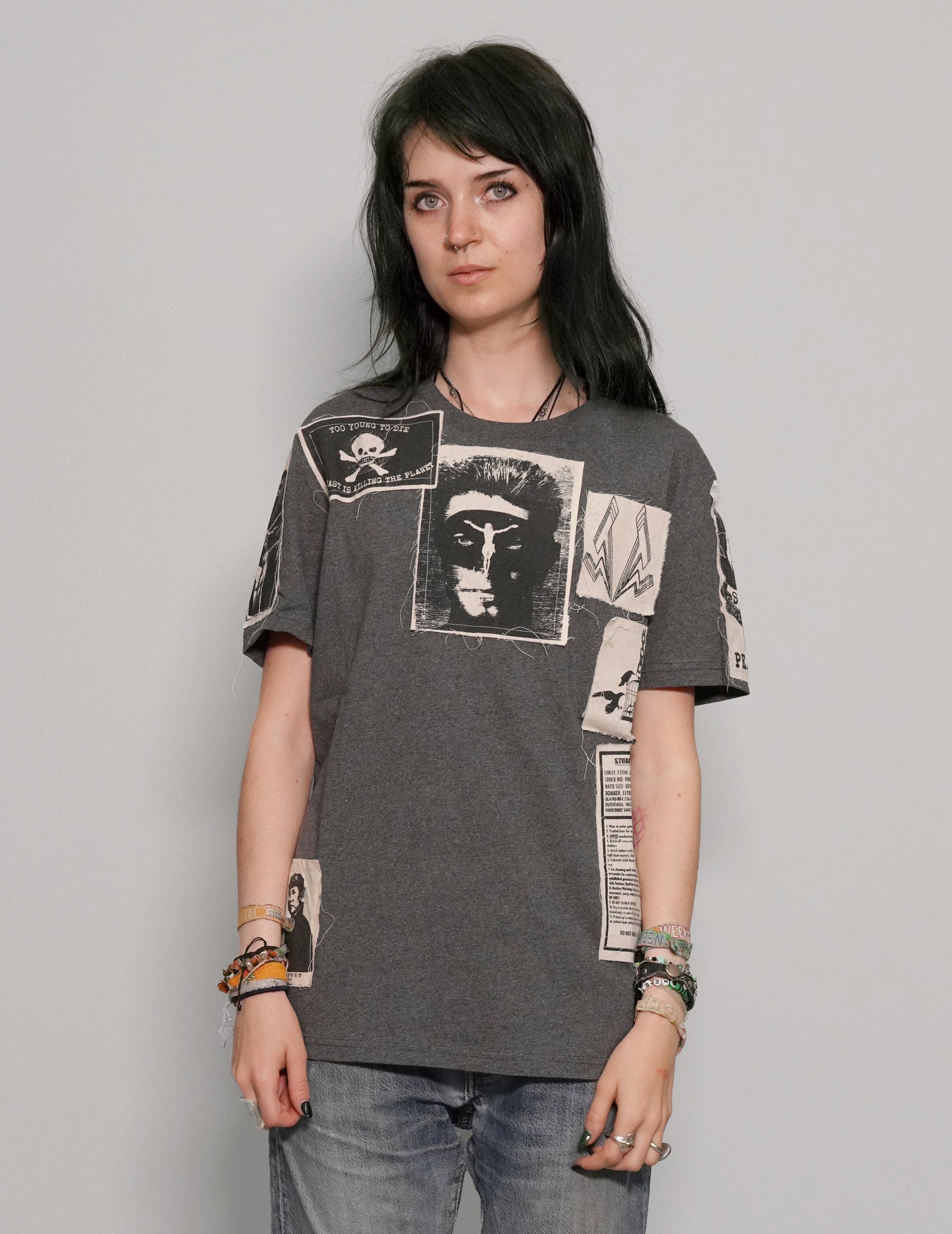 Saint Multipatch T Shirt in Grey