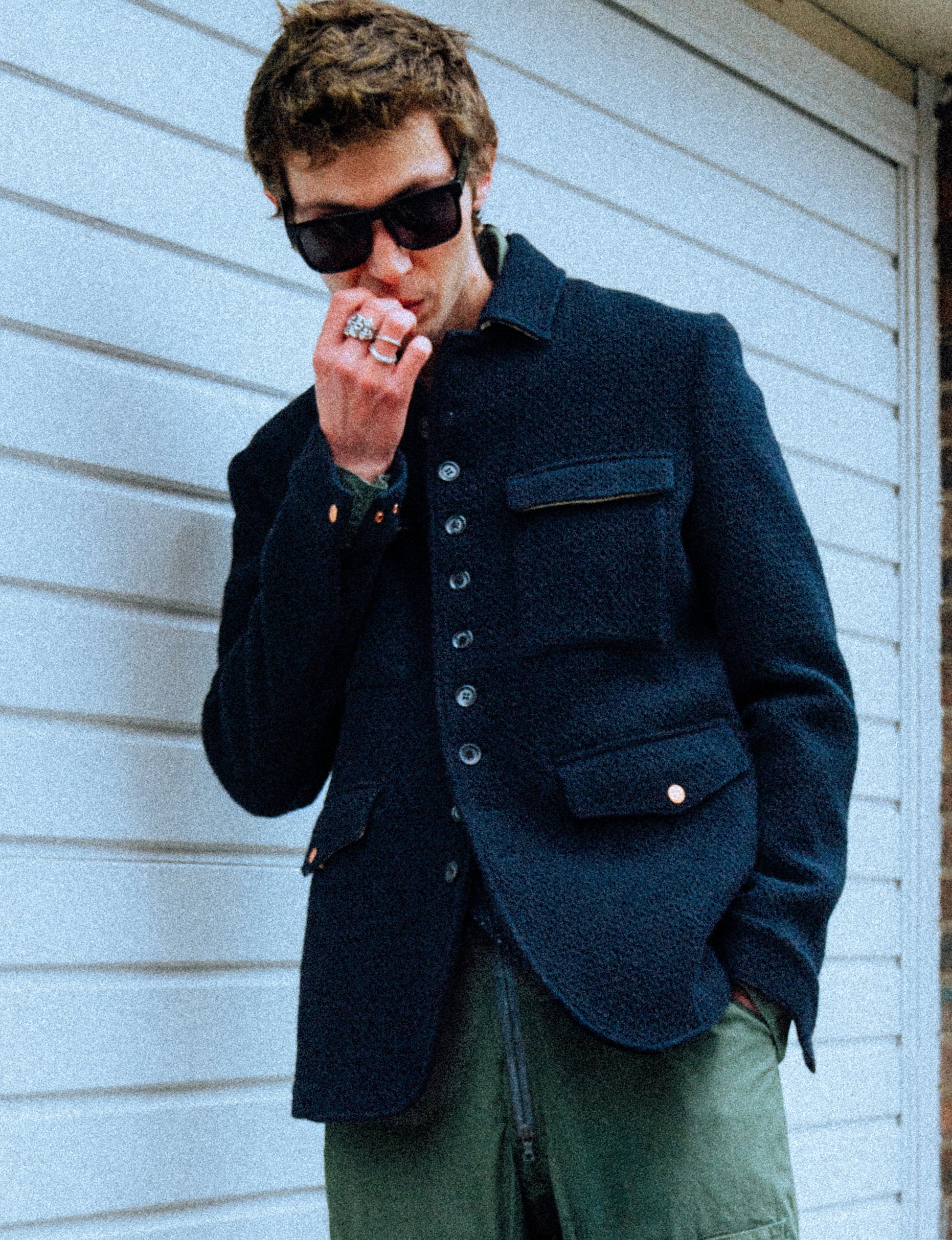 Monaco Navy Waffle Car Coat