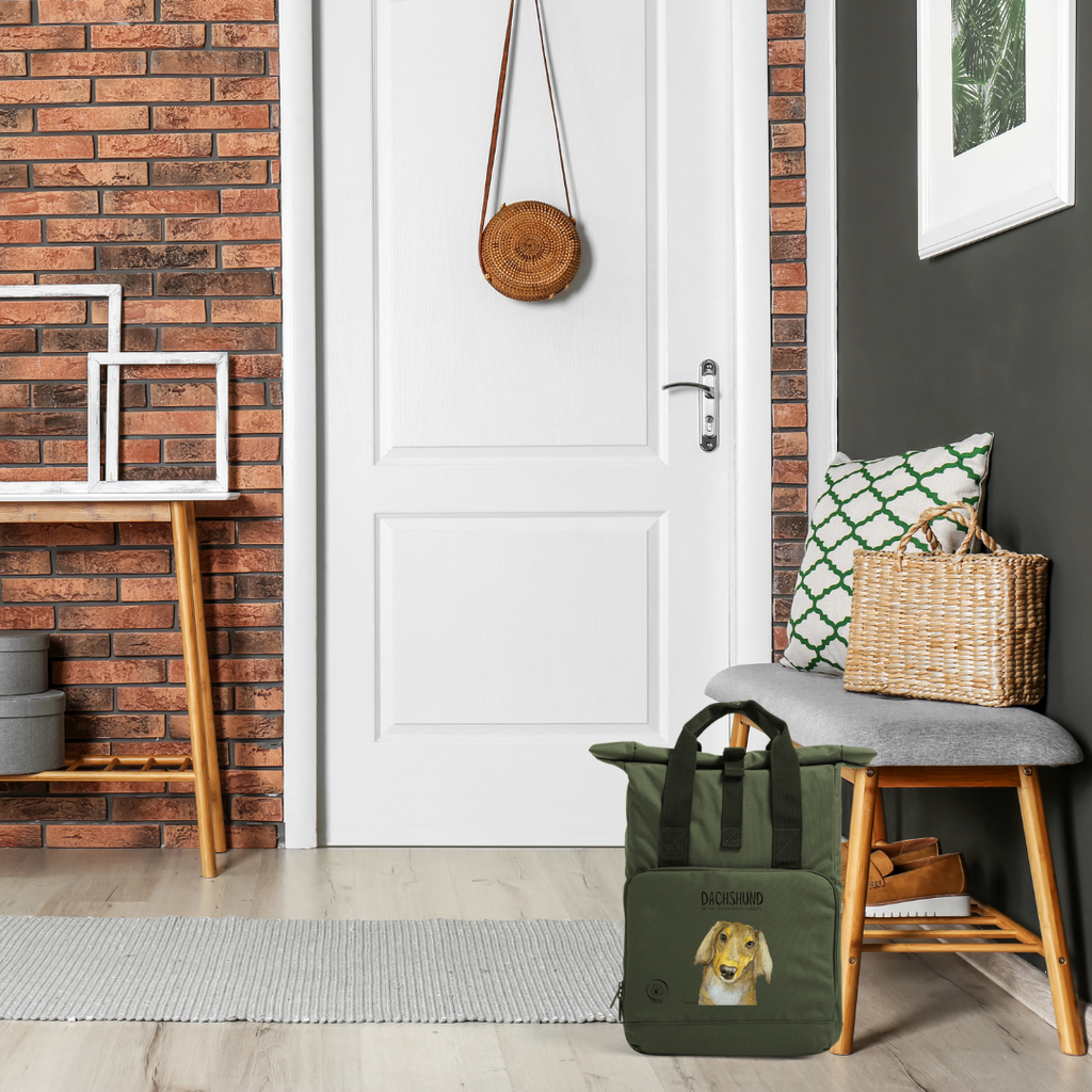 Long Haired Dachshund Roll Top Backpack