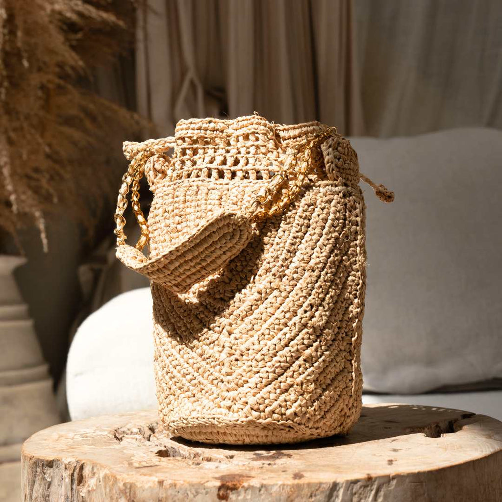 Buckety Raffia Bucket Bag