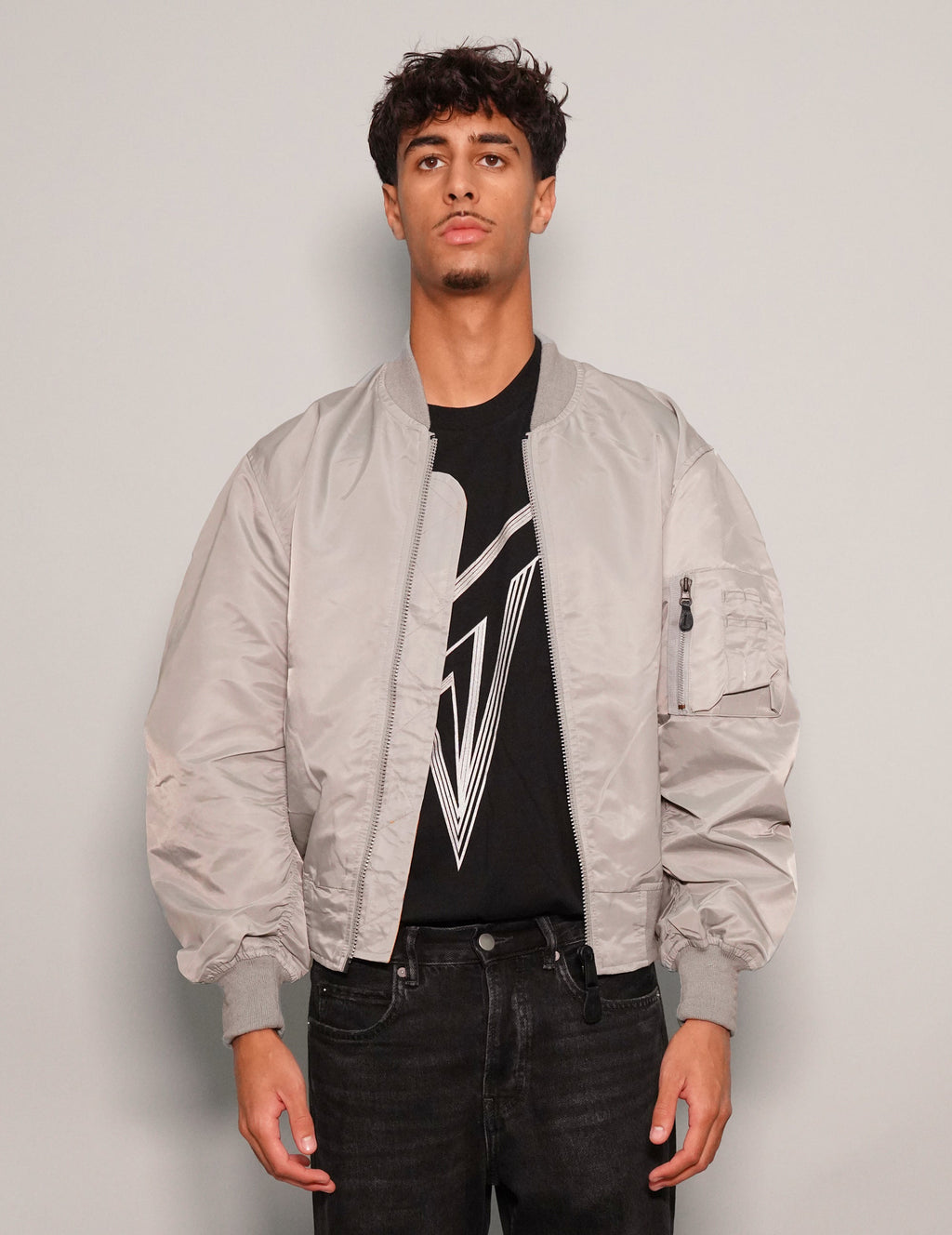 Grey Lightweight Bomber Jacket