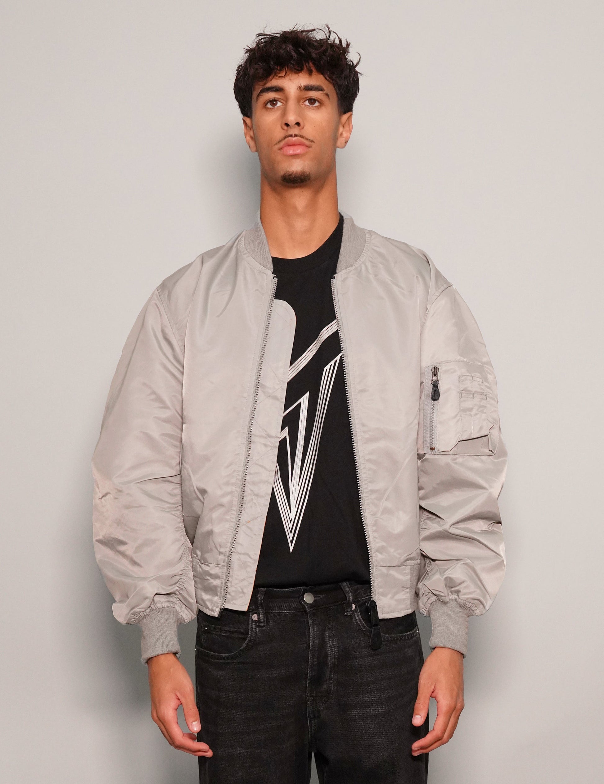 Grey Lightweight Bomber Jacket