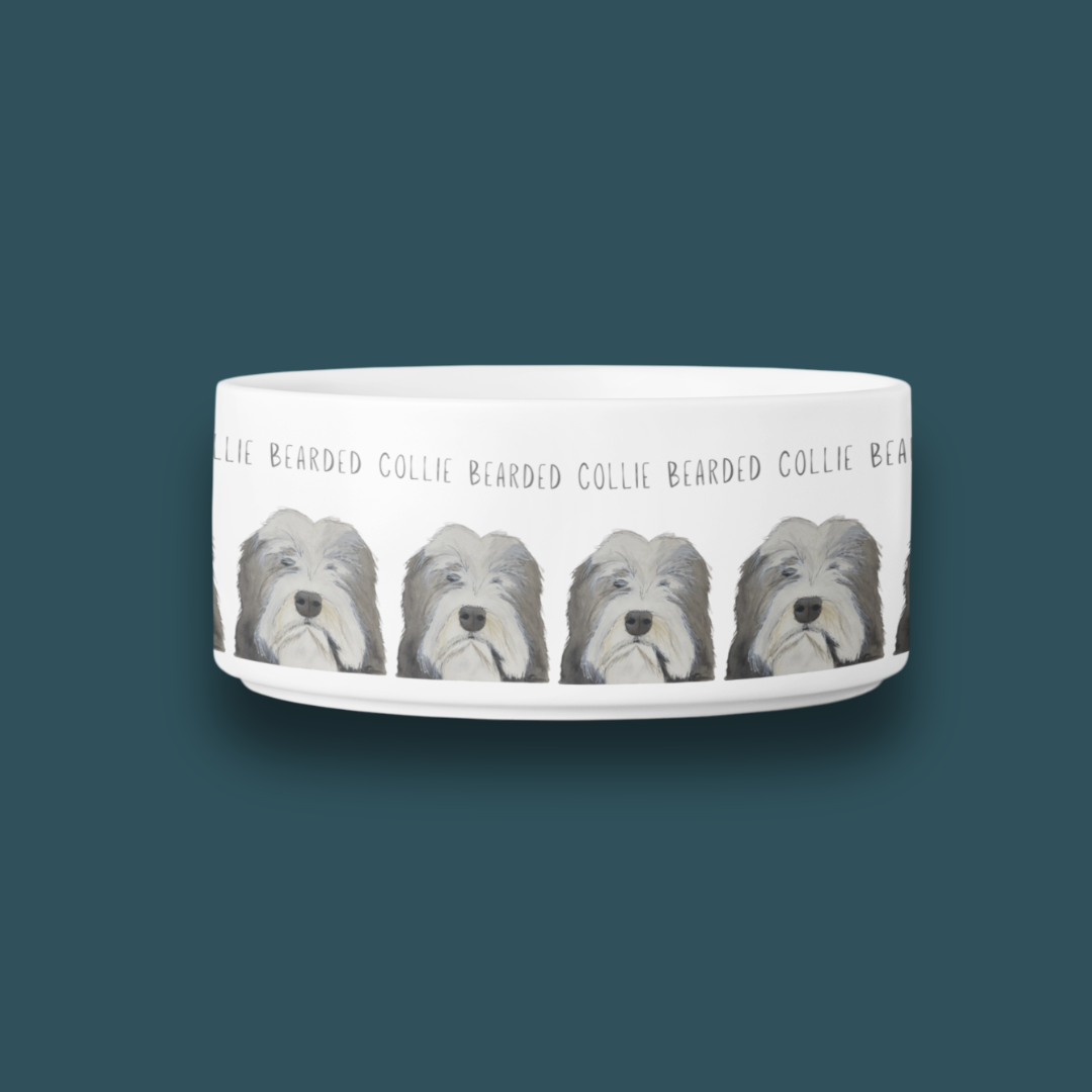 Handcrafted Ceramic Bowl for Bearded Collies