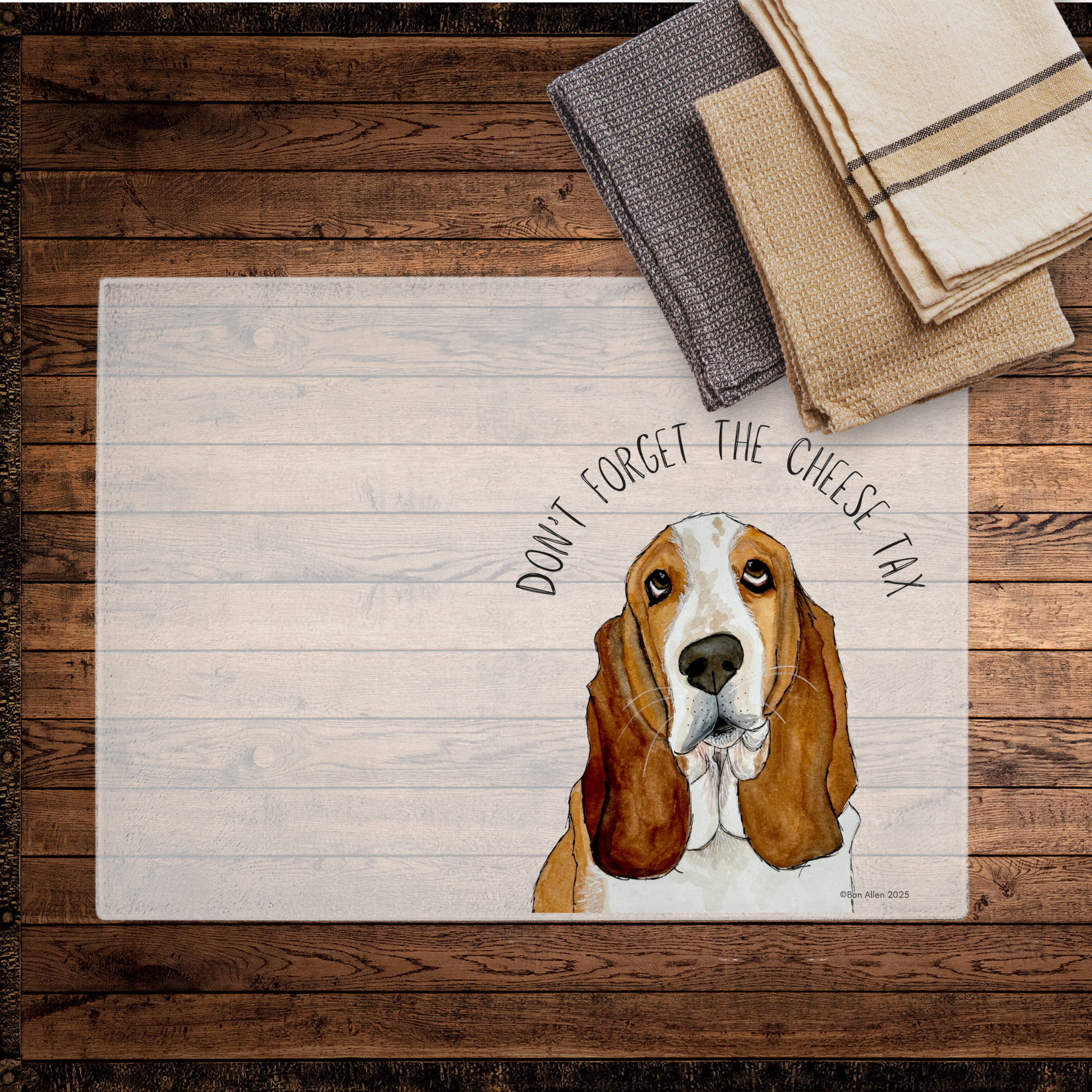 Basset Hound Glass Chopping Board