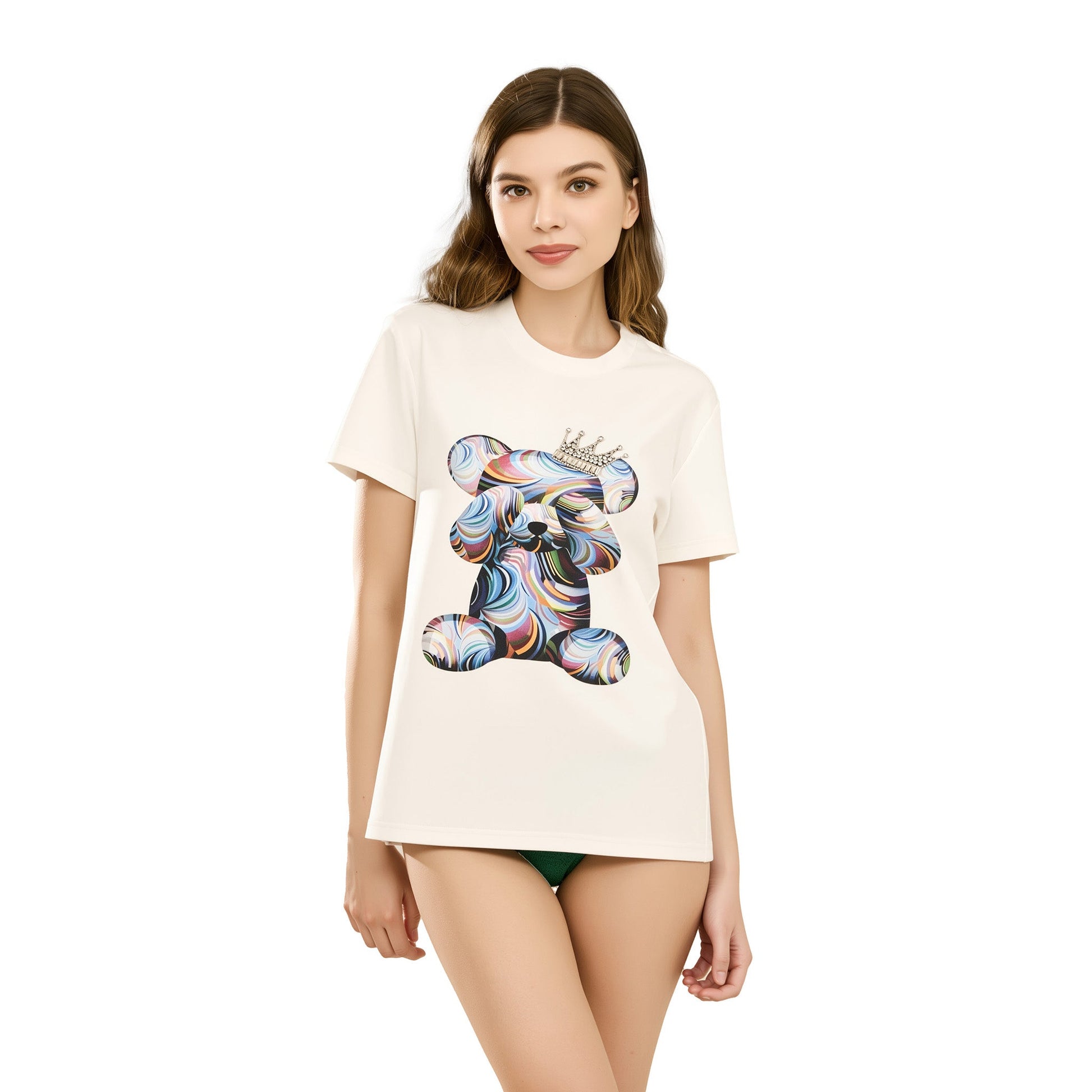 Cotton Bear Printed and Embroidered T-Shirt