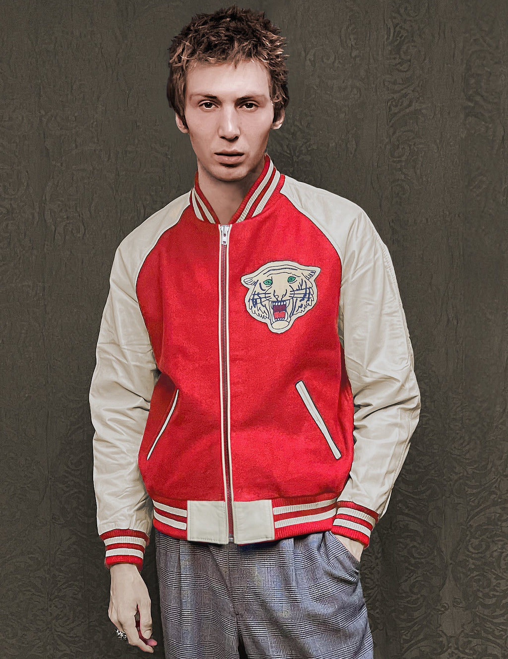 Red Varsity Bomber Jacket
