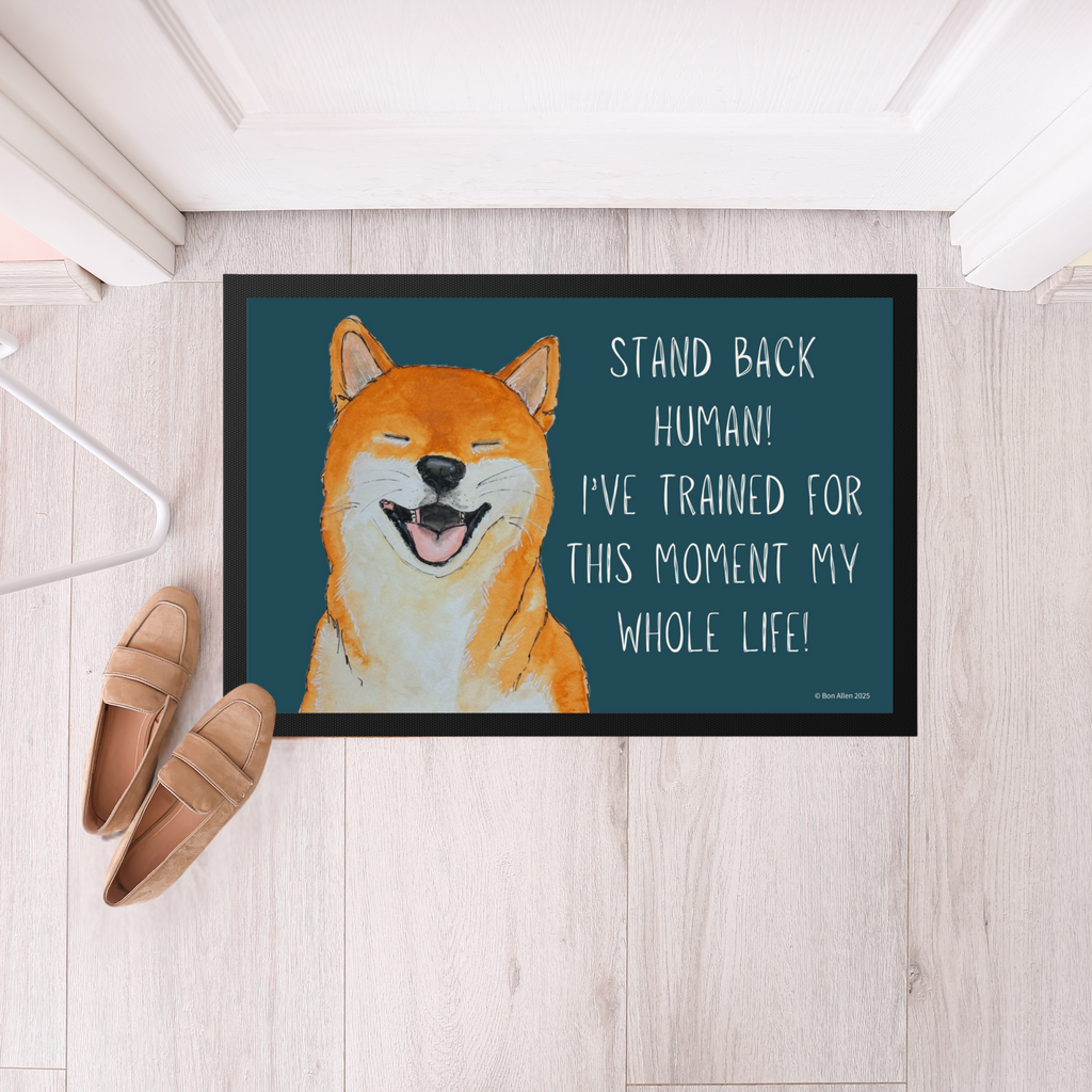 Stand Back Human Shiba Inu Door Mat