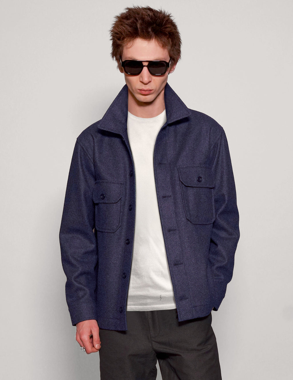Navy Blue Wool Workshirt