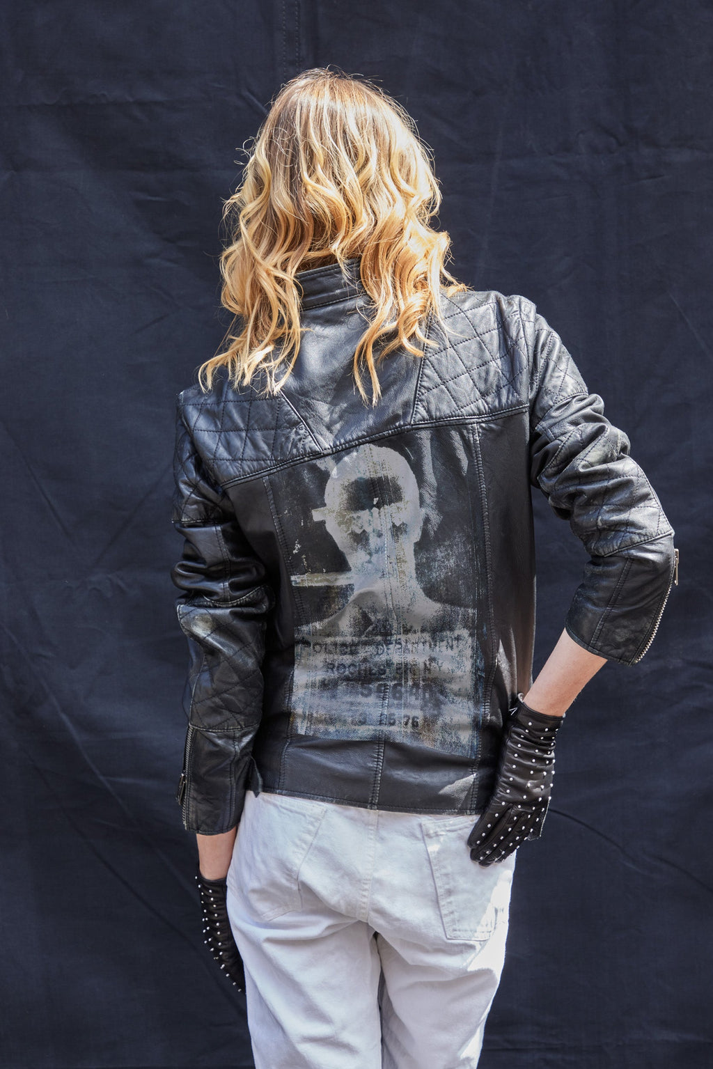 Saint Lambs Leather Biker Jacket in Black