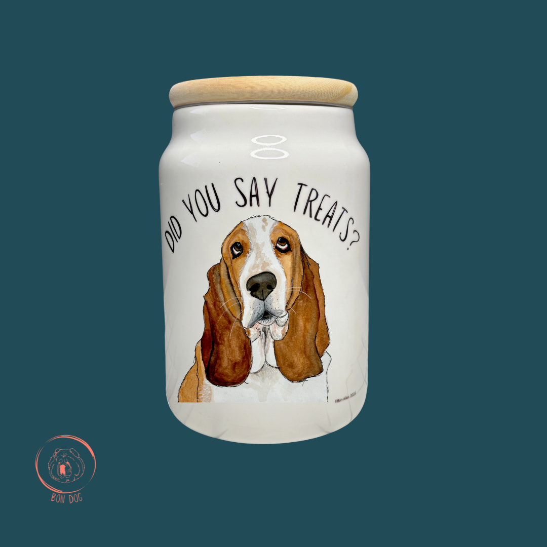 Ceramic Dog Treat Jar with Basset Design