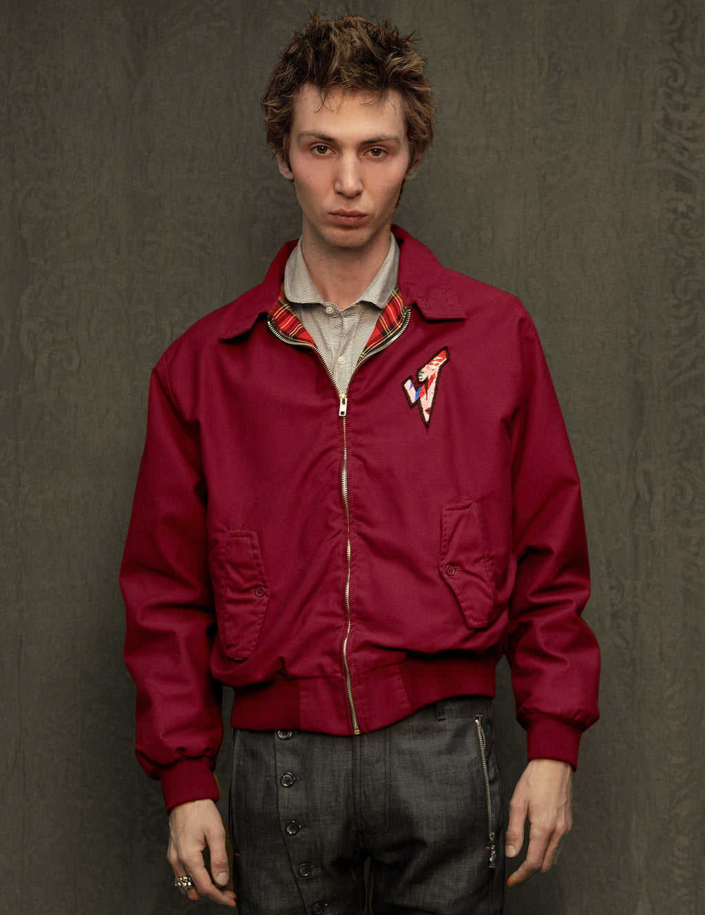 Classic Burgundy Harrington Jacket
