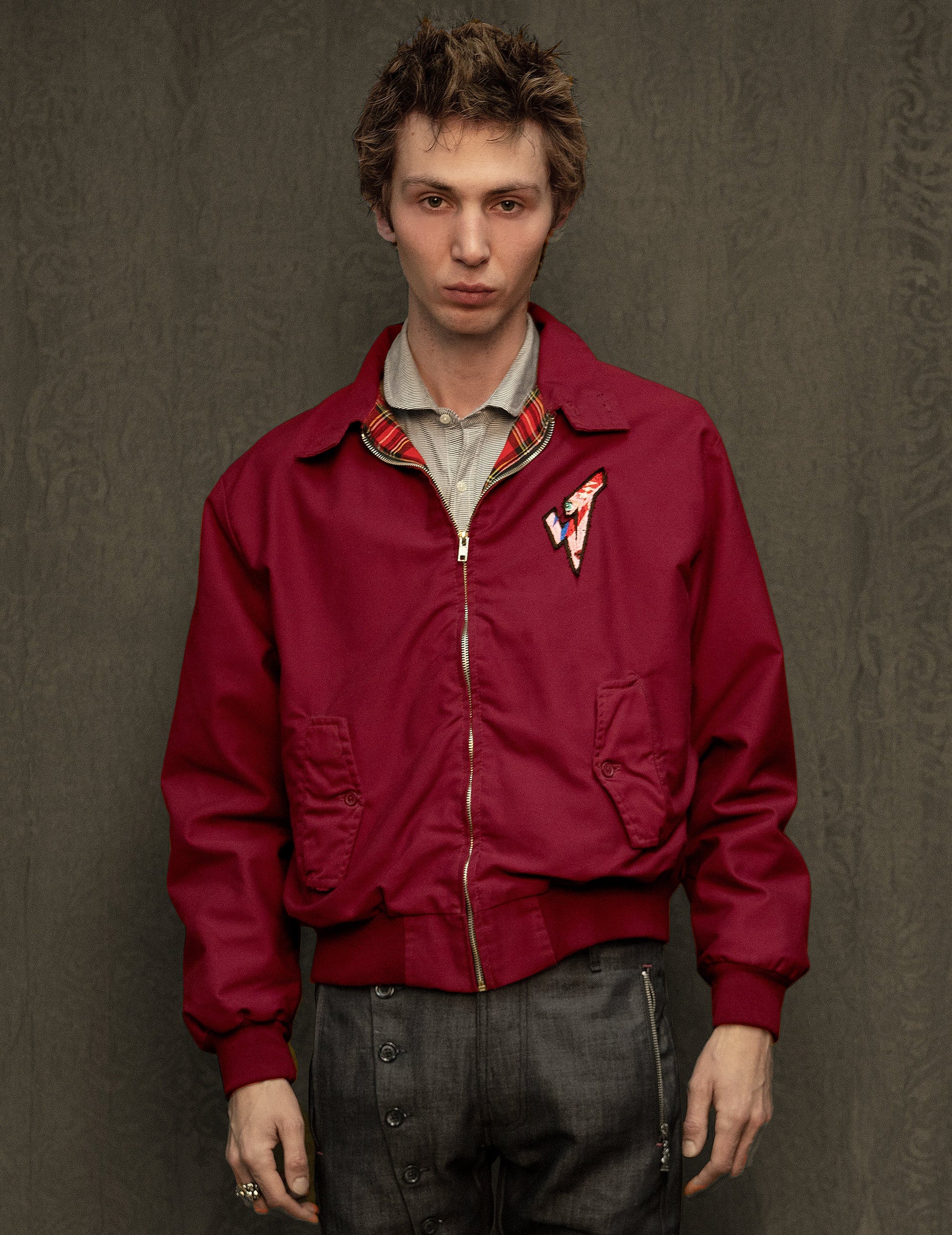 Classic Burgundy Harrington Jacket
