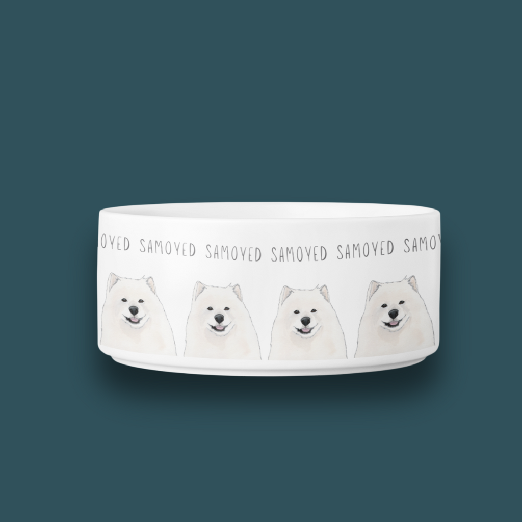 Handmade Samoyed Ceramic Dog Bowl