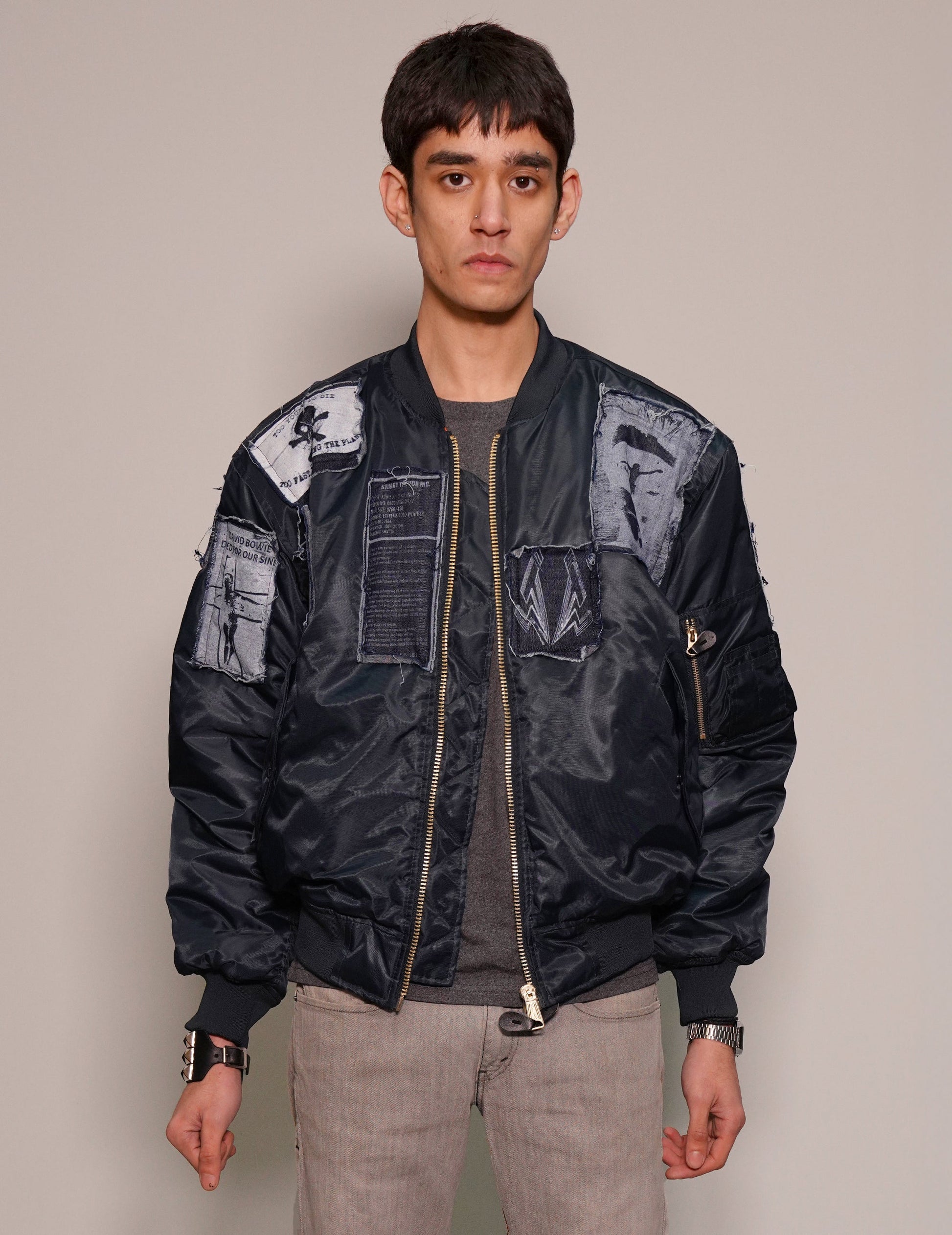 MA1 Patched Bomber Jacket in Navy
