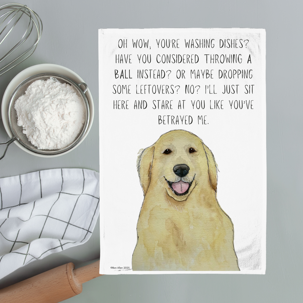 Golden Retriever Tea Towel Dishes Not Fetch