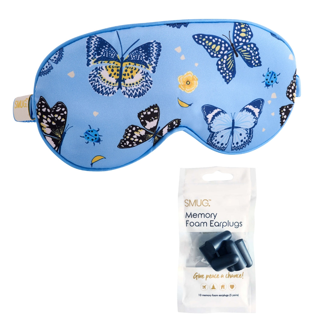 Satin Sleep Mask in Butterflies Print