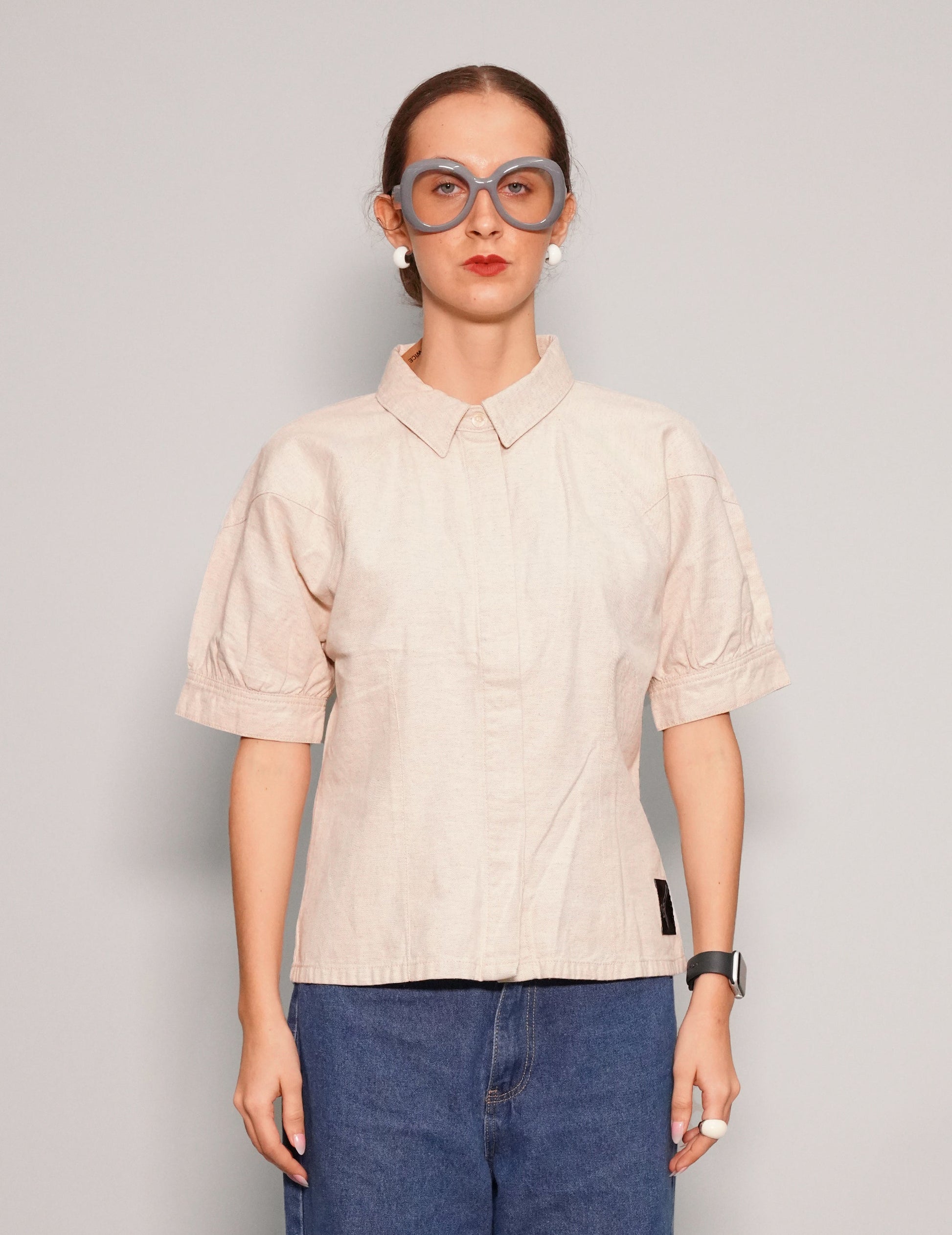 Stone Denim Shirt in Pure Cotton